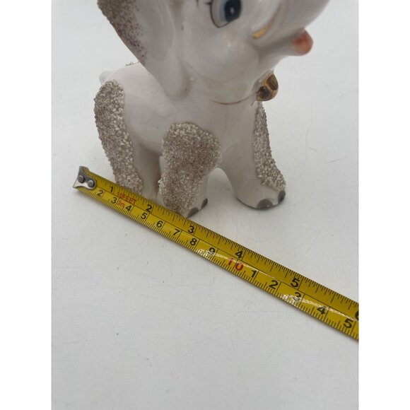Vintage Ceramic Elephant Figurine Textured Fur & Gold Bell Adorable Retro Decor - Picture 10 of 10